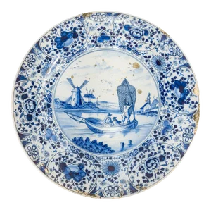 Dutch Delft Faience Blue and White Charger