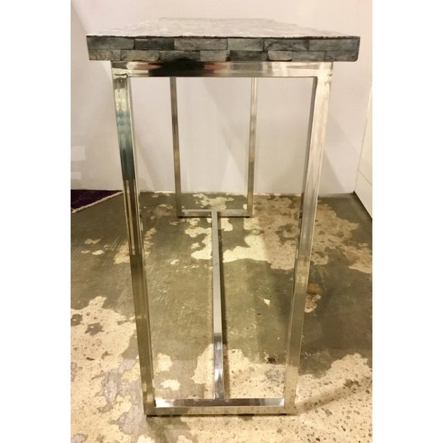 Interlude Home Interlude Home Modern Faux Bone and Chrome Console Table For Sale - Image 4 of 5