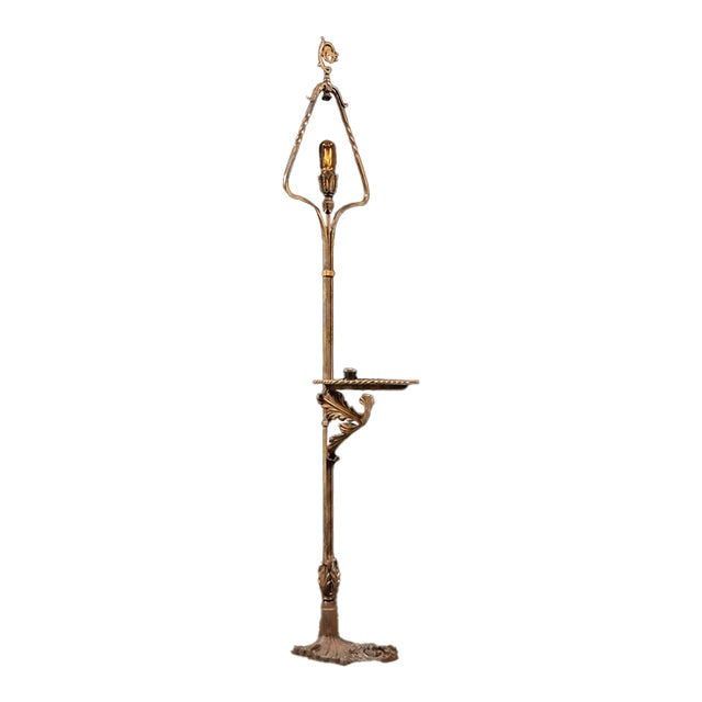 Antique Brass Lamp With Ashtray Stand For Sale