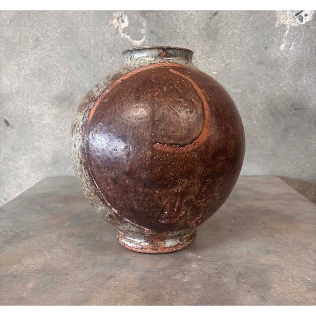 Japanese Vintage Tsubo Style Glazed Ceramic Object For Sale - Image 3 of 7