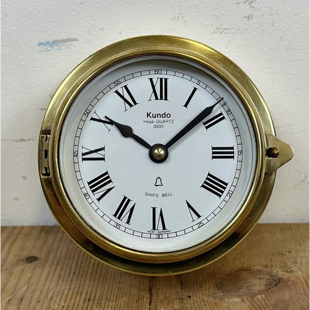 1970s Vintage German Brass Ships Clock from Kundo, 1970s For Sale - Image 5 of 16