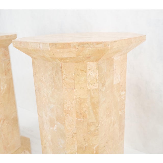 Stone Pair of Tessellated Stone Marble Columns Octagon Shape Pedestals Columns Mint! For Sale - Image 7 of 12