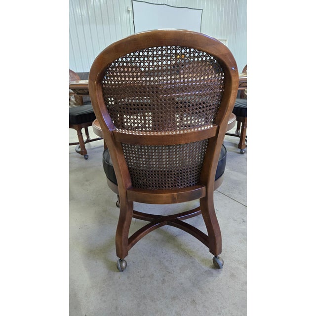 Maitland - Smith octagon 60 inch poker table. Leather top and carved wood pedestal. Brass cup holder inserts are easy to...