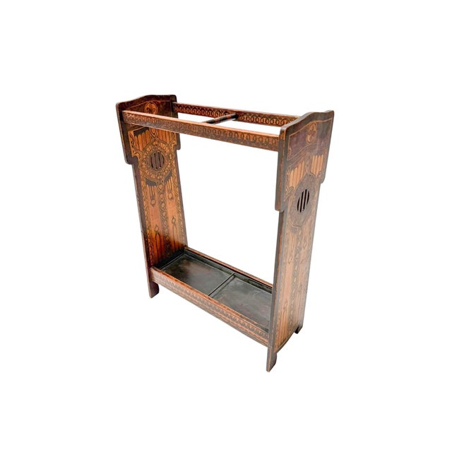 Umbrella Stand in Hand-Painted Fruitwood, 1890s For Sale - Image 10 of 11