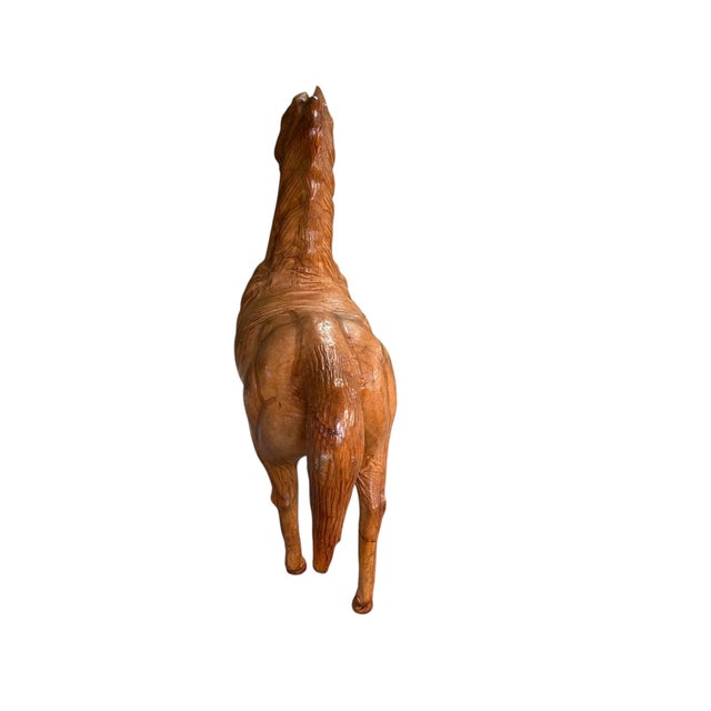 American Vintage Leather Large Horse Sculpture For Sale - Image 3 of 10