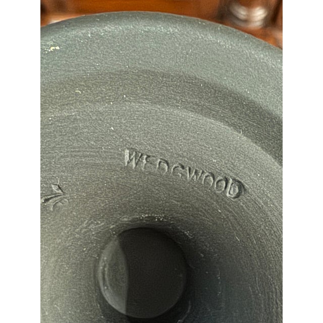 1970s Wedgwood Jasperware Black Footed Pedestal Vase With Classical Scene With Cherubs For Sale - Image 9 of 9