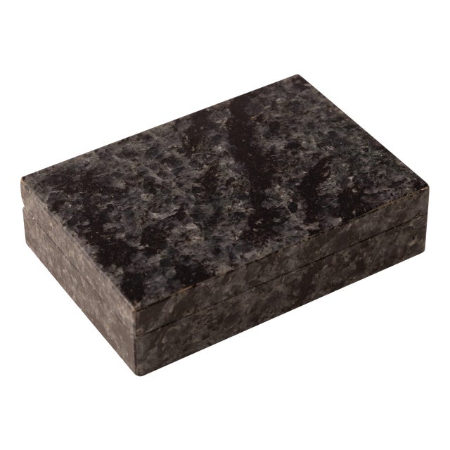 Vintage Italian Blue Ice Granite Stone Box, 1960 For Sale