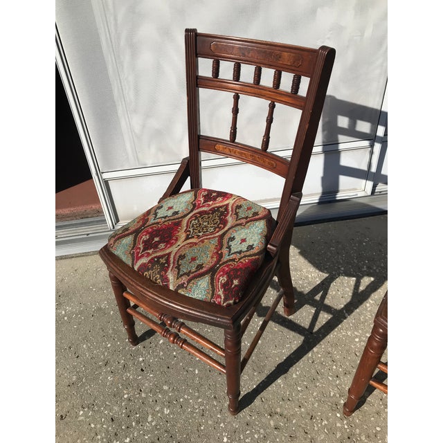 Sienna Late 19th Century Pair of Vintage Victorian Wooden Chairs For Sale - Image 8 of 12
