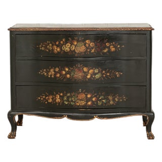 Louis XV Style Chest of Drawers in Dark Green Painted Wood, 1970s For Sale