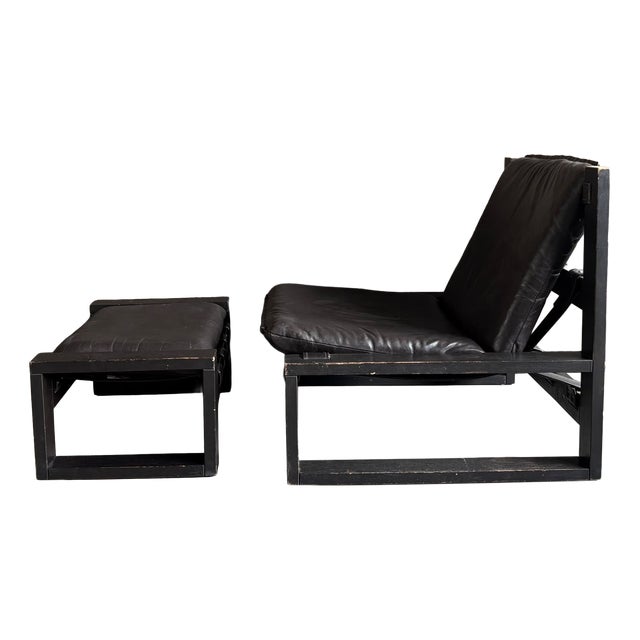 Set of Brutalist Lounge Chair and Ottoman from Sonja Wasseur, 1970s For Sale