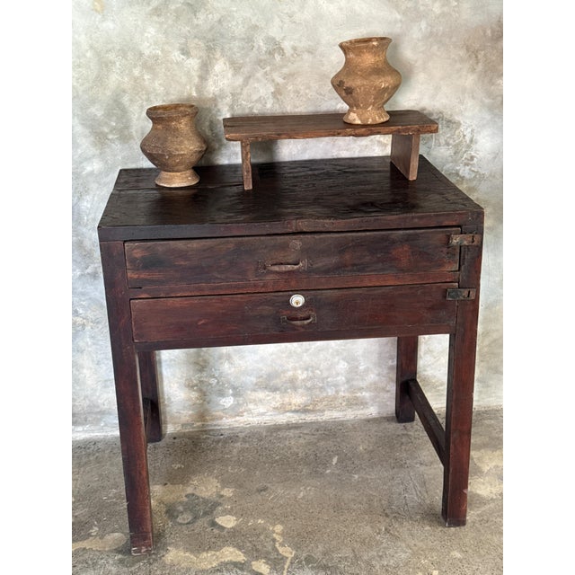 Vintage Indonesian Teak Workshop Cabinet with Two Drawers, 1930s For Sale - Image 16 of 18