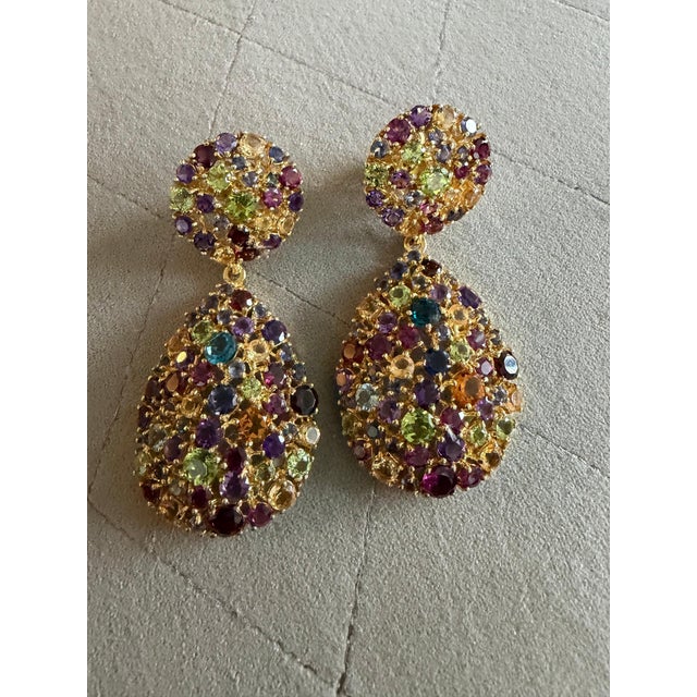 Bochic “Orient” Vintage Citrine & Amethyst Earrings Set 18K Gold & Silver For Sale - Image 9 of 14