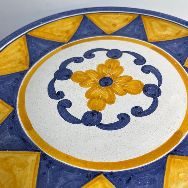 Orange 1980s MM Portugal Sun Flower Plate - Set of 8 For Sale - Image 8 of 10