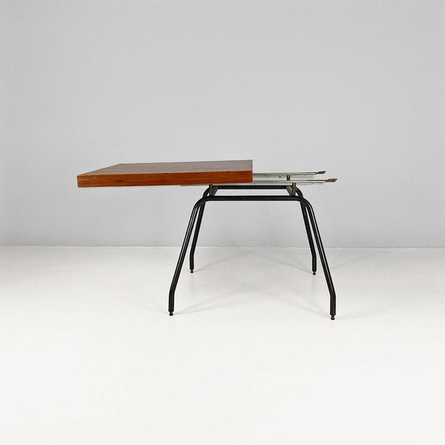 Italian Extendable Dining Table in Wood and Metal, 1960s For Sale - Image 6 of 18