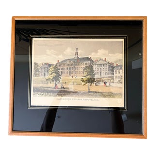 Vintage Dartmouth College, Hanover, N.H., Hand Colored Lithograph, Circa 1850, Framed For Sale