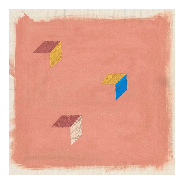 Rose Blush Pink Abstract Geometric 'Birds Wing' Art Print, 30 X 30, Unframed Print For Sale