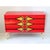 Dresser chest of drawers with three drawers in Art Deco style, wooden structure with red, black and gold acrylic surface...