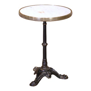 19th Century Napoleon III Cast Iron Bistro Table With Marble Top and Brass Rim For Sale