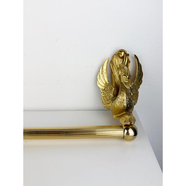 1970s Hollywood Regency French Gold Tone Swan Bathroom Set, Bathroom Towel Ring, Towel Rail, and Wall Hook, 1970s, Set of 3 For Sale - Image 5 of 18