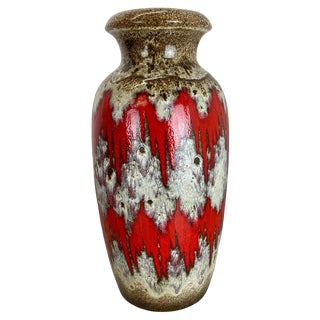 Large Zig Zag Lora Pottery Fat Lava Vase by Scheurich, 1970s For Sale