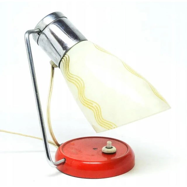 Czechoslovakian Art Deco Bedside Lamp from Napako, 1950s For Sale - Image 4 of 7