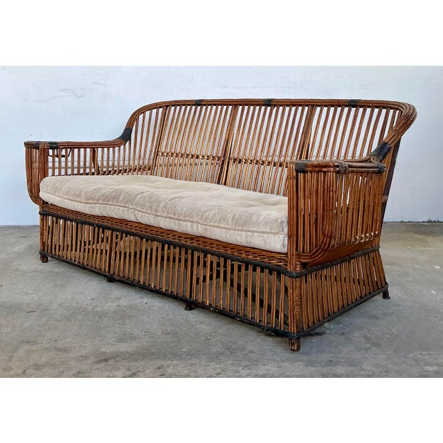 Vintage Stick Rattan Sofa After Bielecky Brothers For Sale - Image 9 of 12