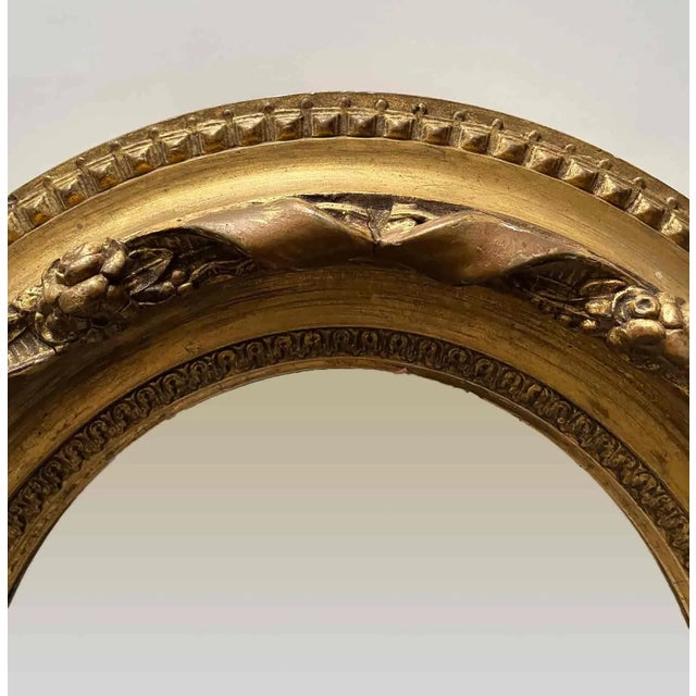 Wood Antiqul Giltwood Mirror - Petite Oval For Sale - Image 7 of 10