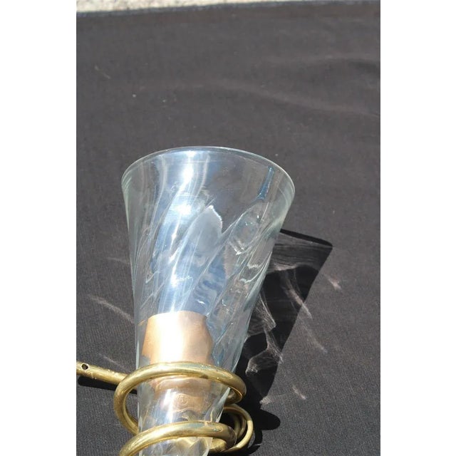Brass and Murano Glass Wall Lamps, Italy, 1970s, Set of 2 For Sale - Image 9 of 11