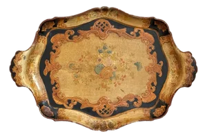 1950s Hand Painted Papier-Mâché Serving Tray