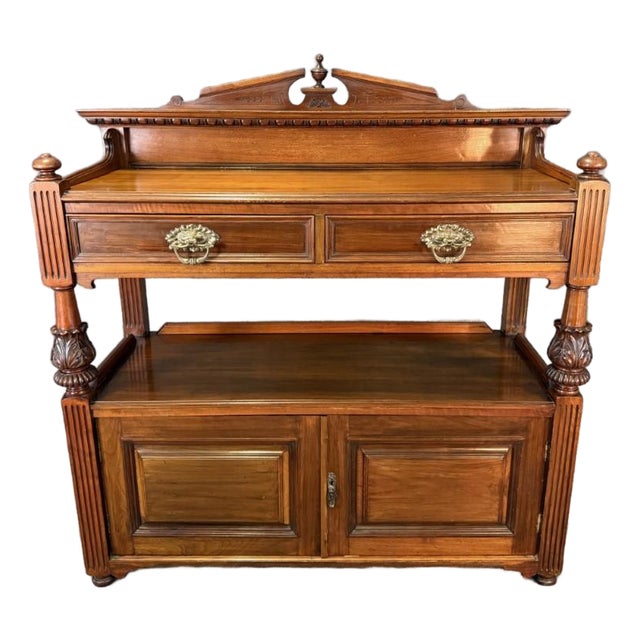 19th Century Solid Walnut Two Tier Server For Sale