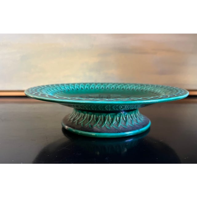 Green Minton English Majolica Low Footed Compote, C. 1860 For Sale - Image 8 of 16