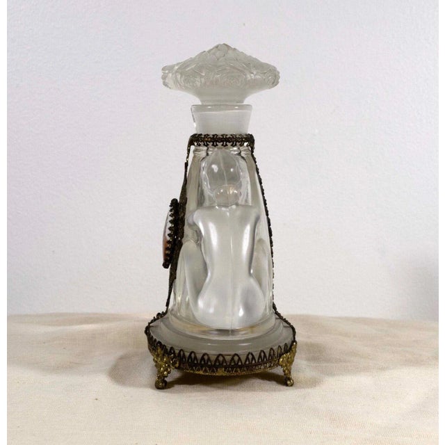 Metal 1930s Josef Inwald Czech Art Deco Glass Perfume Bottle Nude Porcelain Plaque For Sale - Image 7 of 12