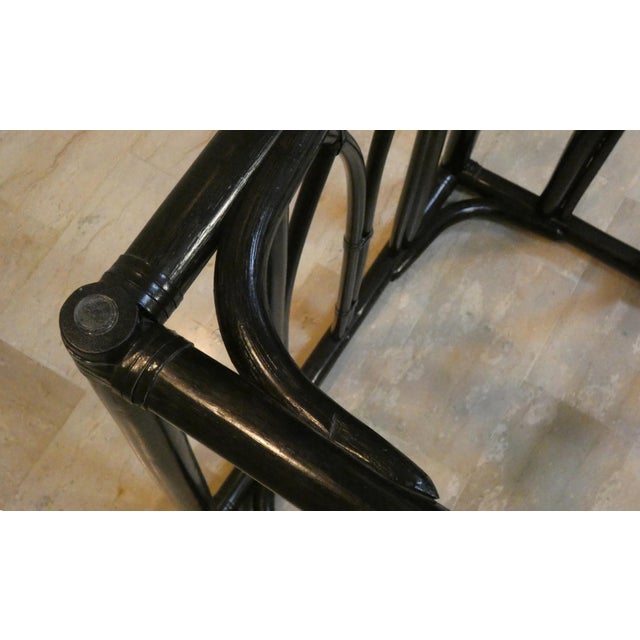 Black Black Lacquered Oak and Beech Table with Leather Bindings and Tempered Glass Top by Gasparucci Italo, Italy, 1970s For Sale - Image 8 of 18