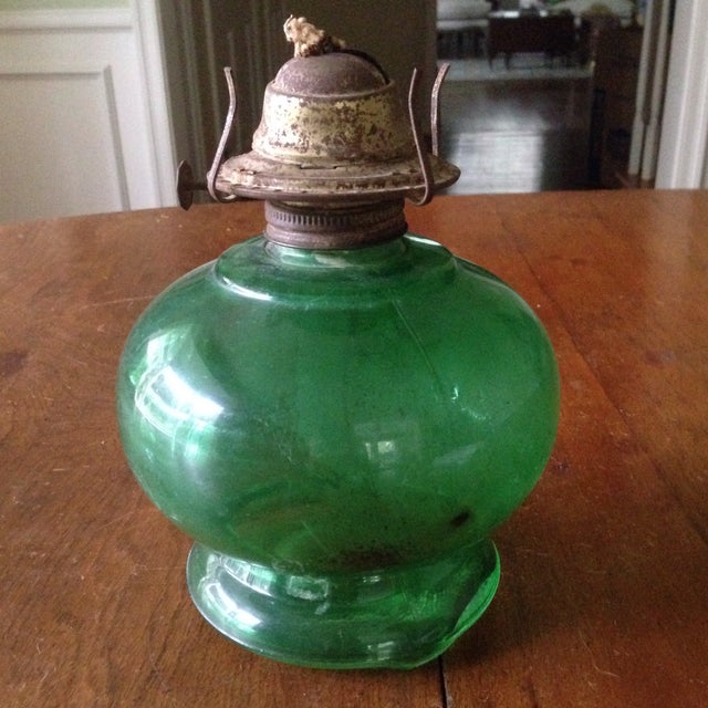 Vintage Green Glass Oil Lantern Chairish