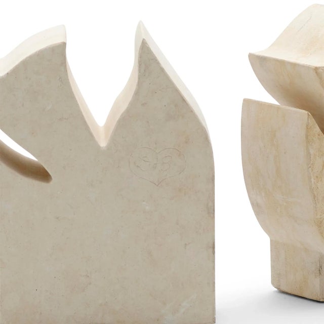 Modern 1970s Vintage Soapstone Dove Bookends- A Pair For Sale - Image 3 of 4