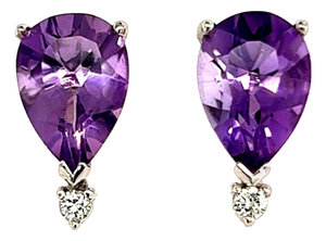 Natural Amethyst Diamond Earrings 14k Gold 3.71 TCW Certified