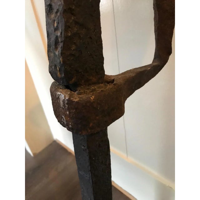 Big 92cm high brutalist iron cast candle. Wonderful patina.