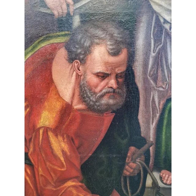 Lombard School Artist, Visitation of Mary, 16th Century, Oil on Canvas For Sale - Image 4 of 13