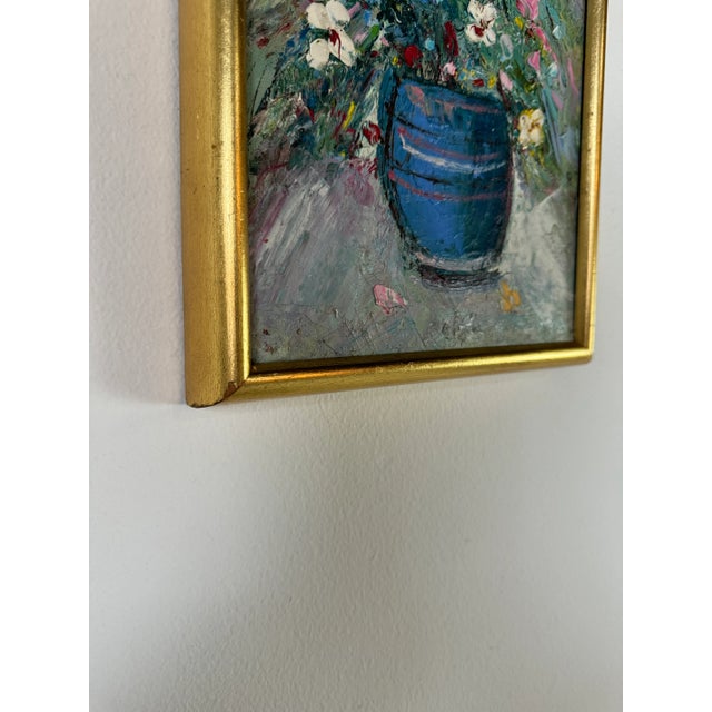 70's Vintage Heavy Impasto Floral Still Life Oil Painting, Framed For Sale - Image 9 of 10