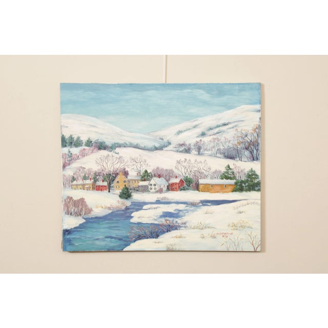 1970s Ann Yost Whitesell 'Village in the Poconos' Original Oil Painting For Sale - Image 5 of 12