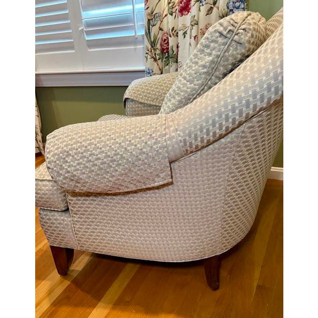 Ethan Allen Custom Ethan Allen Neutral Patterned Club Chair With Down-Blend Cushioning For Sale - Image 4 of 12