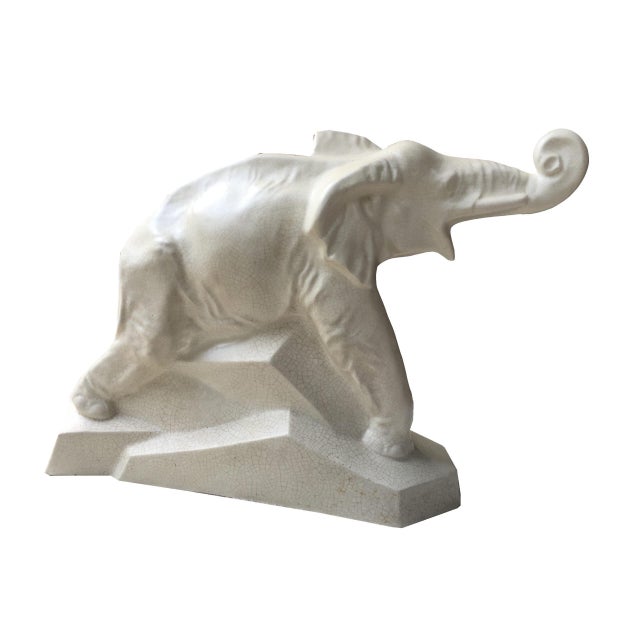 Art Deco Elephant in White For Sale - Image 3 of 5