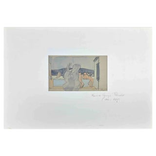 Maurice George Poncelet, Dance School, Original Pencil & Watercolor, Mid 20th Century For Sale