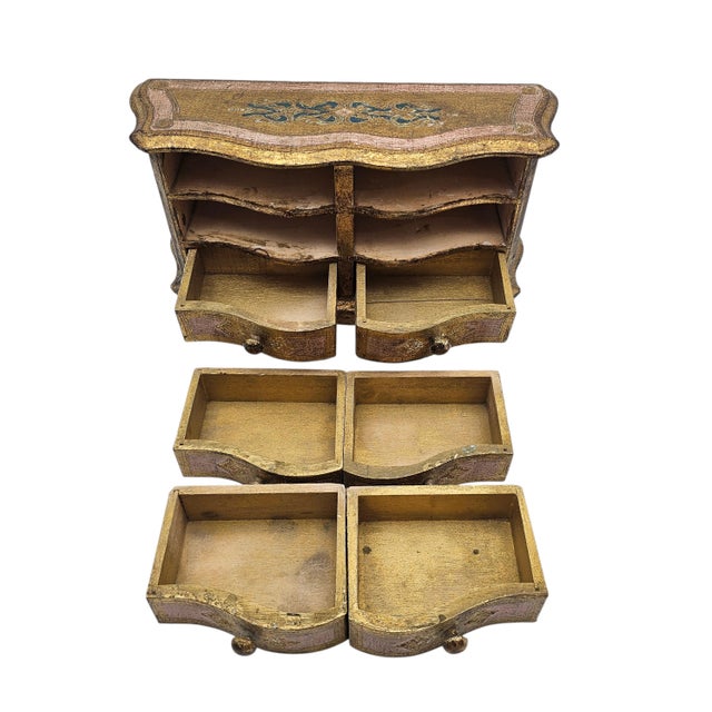 Italian Florentine Gilt Jewelry Chest, 13.5" Mid Century For Sale - Image 14 of 14