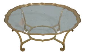 Labarge Brass & Glass Regency Coffee Cocktail Table
