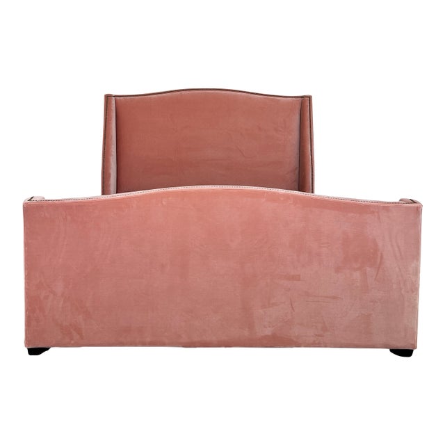 Mitchell Gold Bob Williams Pink Velvet Queen Bed For Sale