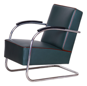 Bauhaus Chrome & Leather Armchair from Mücke-Melder, 1930s