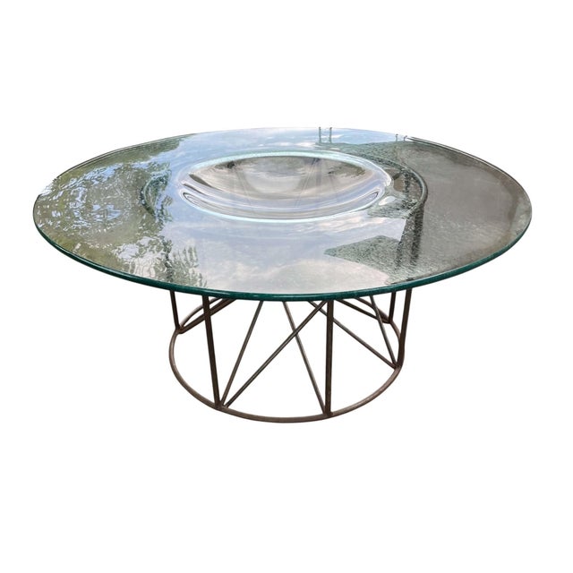 1980s Sculptural Gilt Brass Coffee Table With Concave Glass Top For Sale - Image 9 of 9