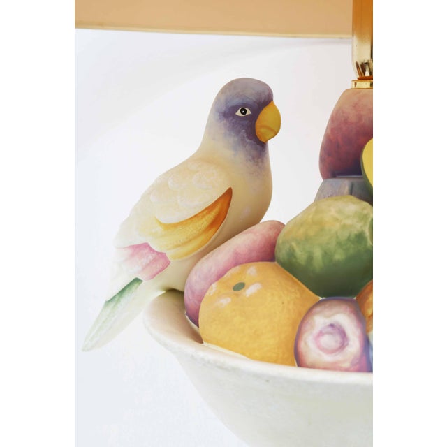 1990s Large Hollywood Regency Table Lamp, Parrot and Fruit Design, Italy 1990s For Sale - Image 5 of 11