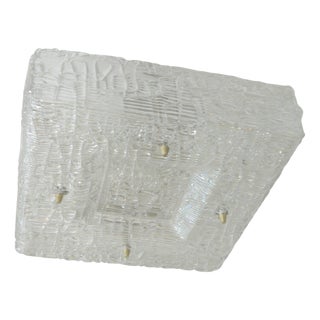 Square Ice Glass Ceiling Lamp by J.T. Kalmar, 1960s For Sale